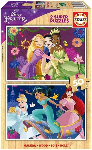 Educa 2x50 Parça Disney Prensesleri Kız Çocuk Ahşap Puzzle - 4-6 Yaş ürün görseli 1