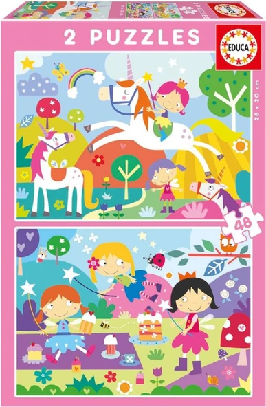 Educa 4-6 Yaş 2x48 Parça Arkadaşlar Puzzle - Kız Çocuk Karton Puzzle ürün görseli 1