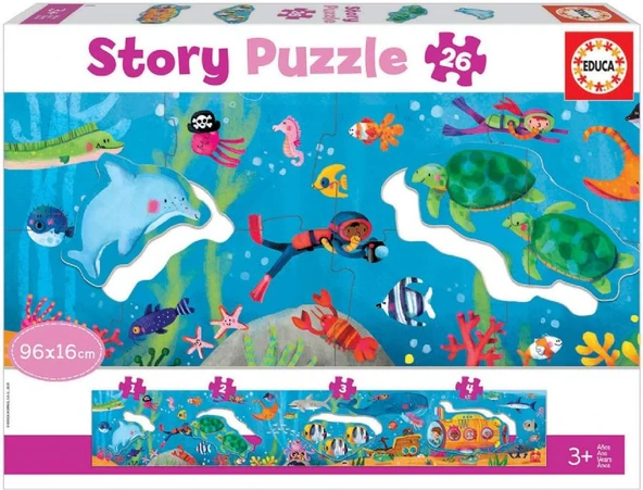 Educa 26 Parça Sualtı Dünyası Hikaye Puzzle - Sayılar Puzzle - 3-5 Yaş ürün görseli 1