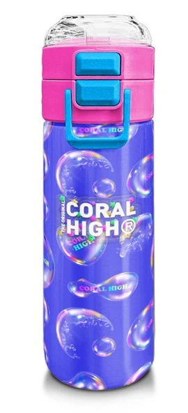 Coral High Çelik Matara Termos/Suluk 31981 - 500ml, Kız Çocuk, Lavanta Pembe Baloncuk Desenli ürün görseli 1