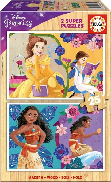 Educa 2x25 Parça Disney Prensesleri Kız Çocuk Ahşap Puzzle (3-5 Yaş) ürün görseli 1