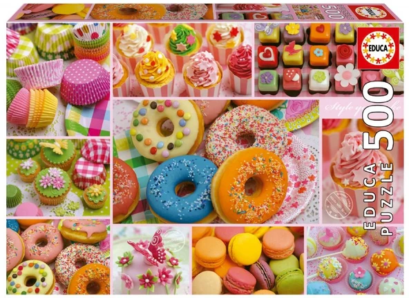 Educa Puzzle - 500 Parça Tatlı Parti Kolajı Puzzle - 19904 - Sweet Party Collage ürün görseli 1