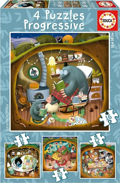Educa 12+16+20+25 Parça Orman Masalları Kademeli 3-5 Yaş Çocuk Puzzle/Yapboz ürün görseli 1
