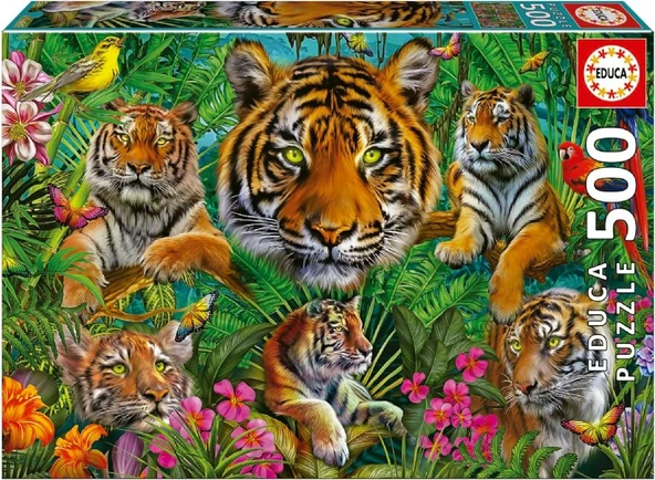 Educa Puzzle - 500 Parça Kaplan Ormanı Puzzle - 19902 - Tiger Jungle ürün görseli 1