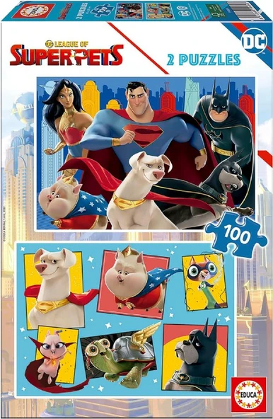Educa 2x100 Disney Süper Evcil Hayvanları Puzzle - Kız ve Erkek Çocuk - 6-8 Yaş ürün görseli 1