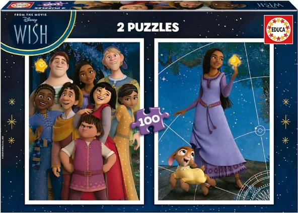 Educa 2x100 Parça Disney Wish Kız ve ErkekÇocuk Puzzle/Yapboz - 6-8 Yaş ürün görseli 1