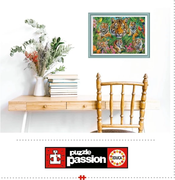 Educa Puzzle - 500 Parça Kaplan Ormanı Puzzle - 19902 - Tiger Jungle - Resim 4