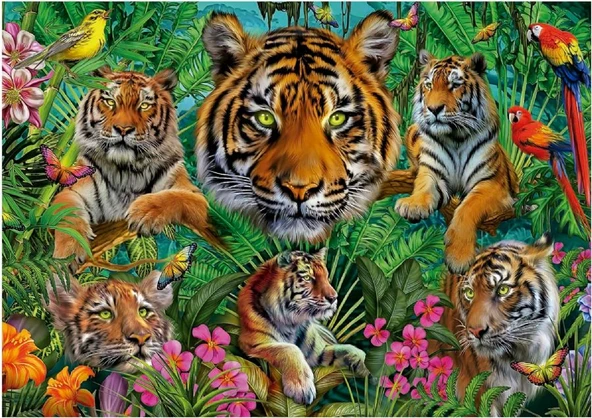Educa Puzzle - 500 Parça Kaplan Ormanı Puzzle - 19902 - Tiger Jungle - Resim 2