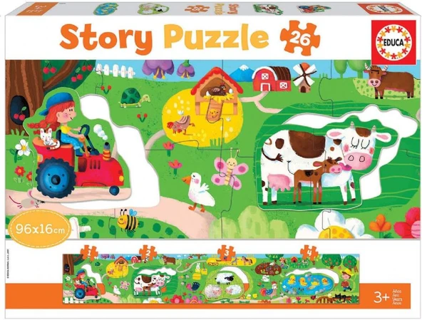 Educa 26 Parça Çiftlik Hikaye ve Sayılar Puzzle - Panoramik - 3-5 Yaş ürün görseli 1