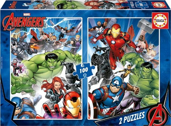 Educa 2x100 Parça Yenilmezler Erkek Çocuk Puzzle - 6-8 Yaş ürün görseli 1