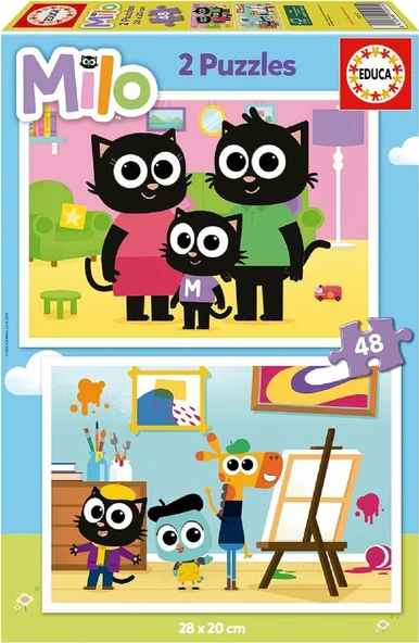 Educa 4-6 Yaş 2x48 Parça Milo Puzzle - Kız ve Erkek Çocuk Karton Puzzle ürün görseli 1