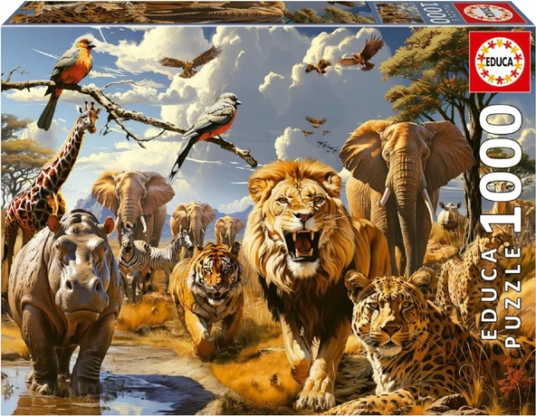 Educa 1000 Vahşi Hayvanlar Puzzle - 1000 Parça - 19920 - Wild Animals ürün görseli 1