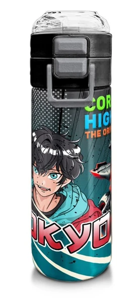 Coral High 500 ml Gri Nefti Anime Motorsiklet Desenli  - Erkek Çocuk Paslanmaz Çelik Okul Termosu/Suluk/Matara ürün görseli 1