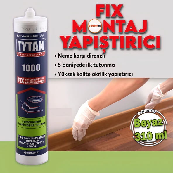 Tytan Fix Montaj Yapıştırıcı 310 ml Beyaz Mutfak Banyo Ahşap Dolap Beton Fayans Mermer Çok Amaçlı ürün görseli 1