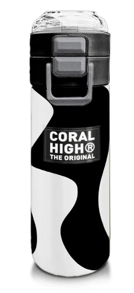 Coral High 500 ml Paslanmaz Çelik Okul Termosu/Suluk/Matara - Erkek Çocuk - Siyah Beyaz Desenli  - Sızdırma Yapmaz ürün görseli 1