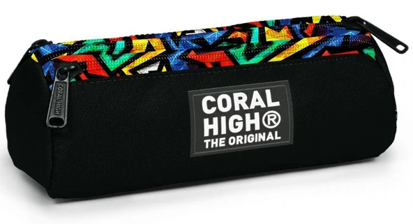 Coral High Üç Gözlü Okul Kalem Çantası - Kız Çocuk - Siyah Çok Renkli ürün görseli 1