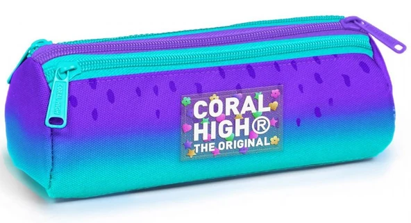 Coral High Üç Gözlü Okul Kalem Çantası - Kız Çocuk - Mor Turkuaz ürün görseli 1