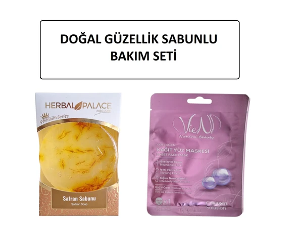 SAFRAN SABUNU 125 GR & KOLLAJEN KAĞIT YÜZ MASKESİ DOĞAL GÜZELLİK ÜRÜNLERİ ürün görseli 1