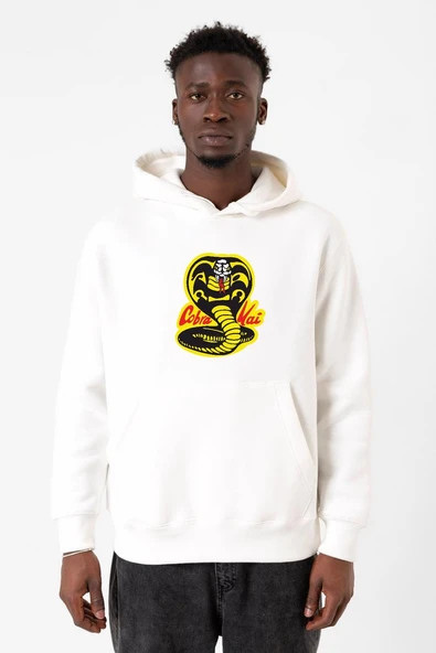 Cobra Kai Logo Beyaz Erkek 3ip Kapşonlu Sweatshirt ürün görseli 1