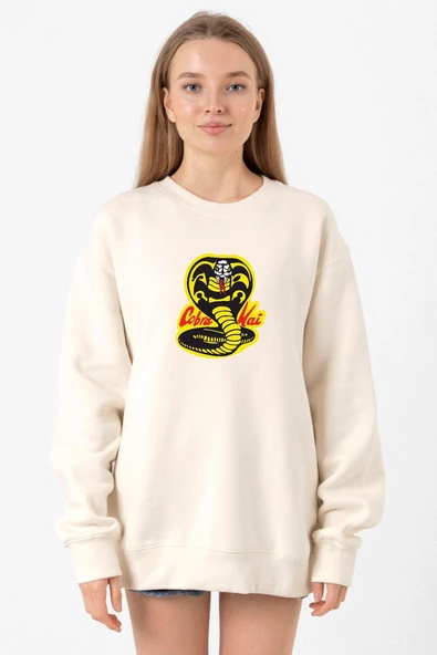 Cobra Kai Logo Ekru Kadın 2ip Sweatshirt ürün görseli 1