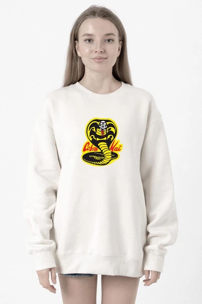 Cobra Kai Logo Beyaz Kadın 2ip Sweatshirt ürün görseli 1