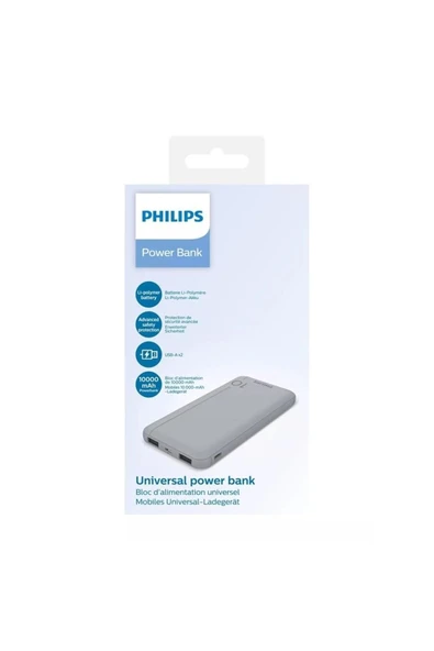 Philips Ontech - Dlp1810cv 10.000 Mah Powerbank 2xusb-a 2.1a Usb-c Çıkış Gümüş ürün görseli 1
