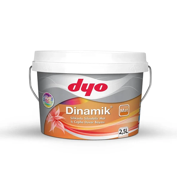 DYO (6253) 2,5LT DİNAMİK MAT SİLİKONLU SİLİNEBİLİR İÇ CEPHE DUVAR BOYASI ürün görseli 1