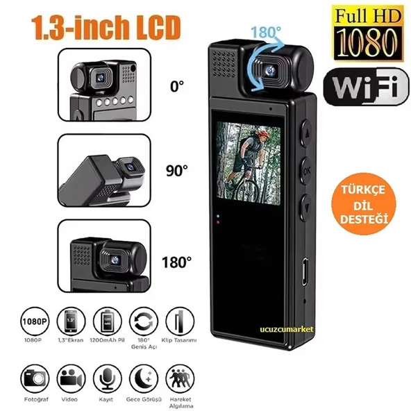 1.3 inç Ekran 1080 P Spor HD Wifi Özellikli Taşınabilir kamera ürün görseli 1