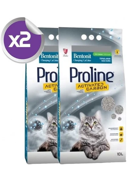 Proline Aktif Karbonlu İnce Taneli Bentonit Kedi Kumu 10 Lt x 2 Adet - 20 Litre Ekonomik Paket ürün görseli 1