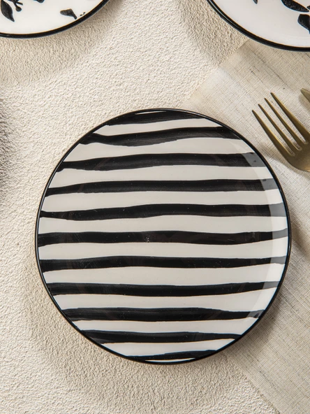 Handmade Trendy All in Black 6 lı Pasta Seti 19 cm - Resim 2