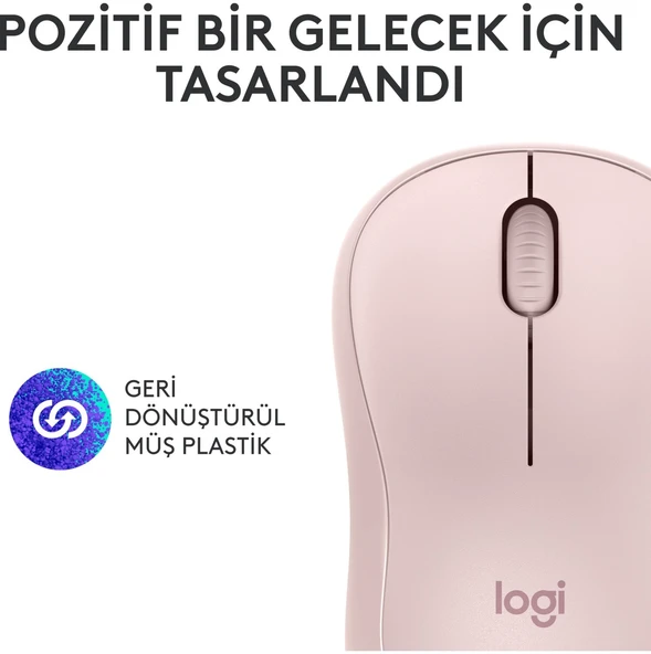 Logitech M240 Sessiz Kompakt Kablosuz Bluetooth Mouse - Pembe - Resim 8