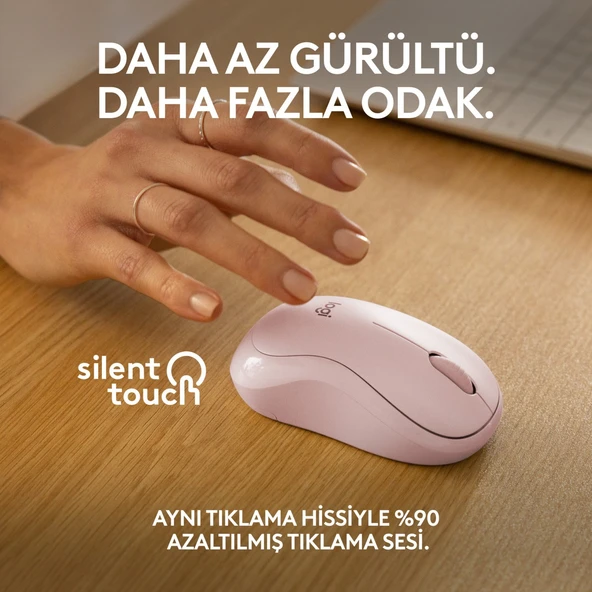 Logitech M240 Sessiz Kompakt Kablosuz Bluetooth Mouse - Pembe - Resim 3