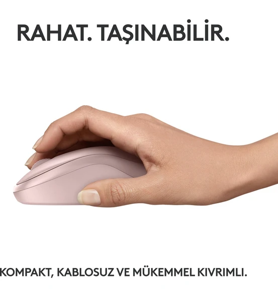 Logitech M240 Sessiz Kompakt Kablosuz Bluetooth Mouse - Pembe - Resim 5