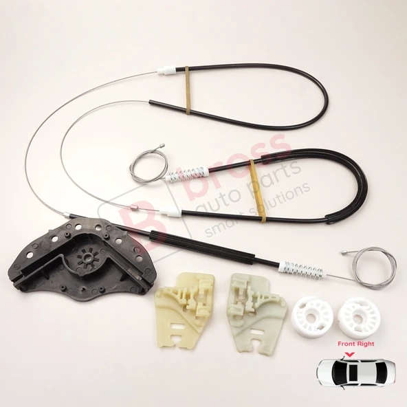 BMW 3 Serisi E46 2001-2005 4/5 Kapı Makyajlı Kasa 51330018130 İçin Ön Sağ Cam Kriko Seti Kapaklı ürün görseli 1
