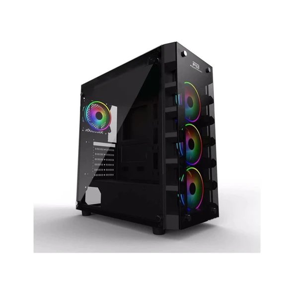 PowerBoost X59RGB-650W 80+ USB 3.0 Tempered Glass 6 x RGB Fanlı Gaming Kasa (JBST-X59RGB-650) ürün görseli 1