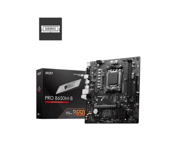 Msı Pro B650M-B 6800mhz(OC) RGB M.2 AM5 DDR5 mATX Anakart ürün görseli 1