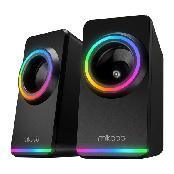 Mikado MD-182 2.0 3W*2 Siyah RGB Aydınlatmalı USB + 3.5mm USB 5V Speaker Hoparlör ürün görseli 1