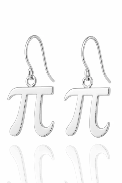 Matematik Severlere Özel Pi Sayısı Sembolü Gümüş Küpe ürün görseli 1