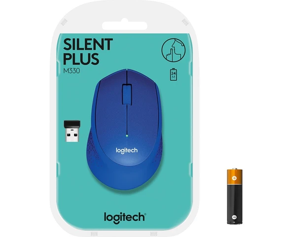 Logitech M330 Sessiz Kablosuz Optik Mouse - Mavi - Resim 6