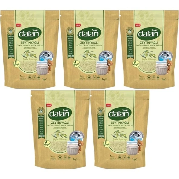 Dalan Doğal Granül Sabun Tozu 1KG Bebekler İçin %100 Zeytinyağlı (5 Li Set) ürün görseli 1