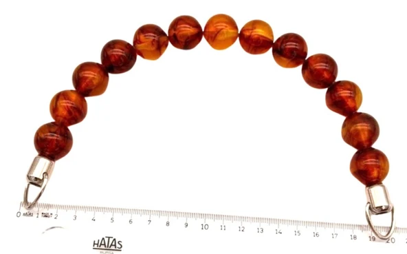 Çanta Aksesuar 20 Cm  22 Mm Boncuklu   Çanta Sapı Gümüş  Metalli Kehribar Tonlu ürün görseli 1
