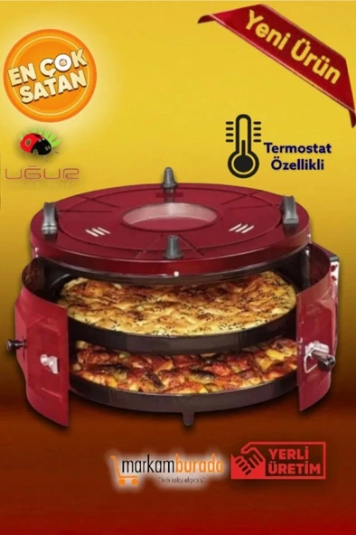 Outlet Plus Uğur Fırın Tepsileri Emaye Termostatsız Fırın-çift Tepsili Yuvarlak Davul Fırın ürün görseli 1