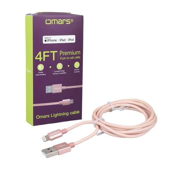 OMARS OMLT040RGLPB 5 VOLT-2.4 AMPER USB LIGHTNING KABLO - Resim 2