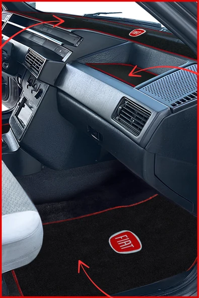 Fiat Tipo Tempra 5 Parça Oto Halı Paspas & Torpido Kaplama Koruma Halısı - Nakış İşlemeli Tasarım ürün görseli 1