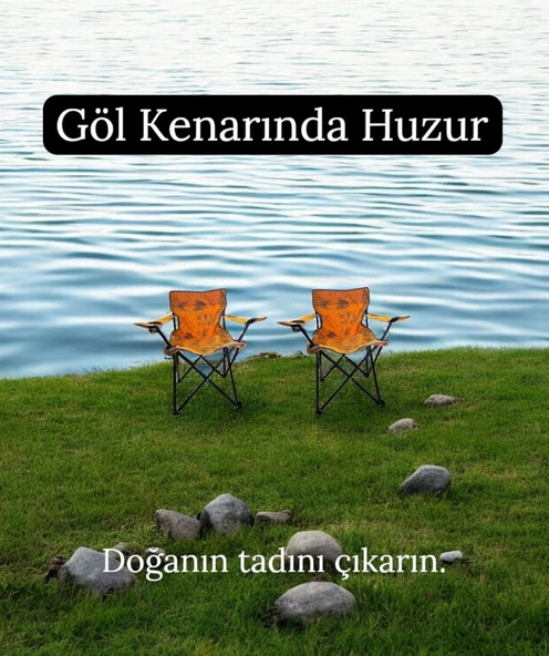 Katlanır kamp sandalyesi - 2 li kollu piknik sandalyesi koltuk taşıma çantalı ürün görseli 1