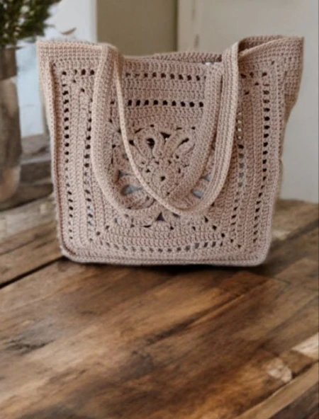 KADIN Hand Made yazlık kadın özel motifli omuz çantası ürün görseli 1