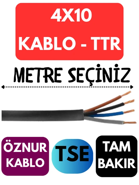 Öznur 4X10 TTR Kablo Metre Seçenekli (Siyah) ürün görseli 1