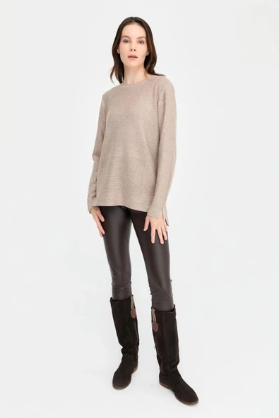 Desen Kadın Oversize Kazak - Minimalist, Uzun Kol, Yuvarlak Yaka ürün görseli 1