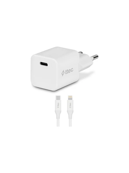 Ttec Smart Charger Pro PD 20W Şarj Aleti (Type-C Şarj Adaptörü + Type-C to Lightning Kablo) Beyaz-2SCP01LB ürün görseli 1