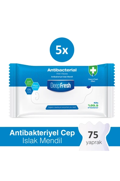 Deep Fresh Antibakteriyel Islak Cep Mendili 5 X 15 Yaprak ürün görseli 1